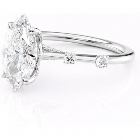 Inel de logodnă Talia din aur Alb 14kt cu moissanite tăietură marquise – Pietre laterale rafinată pentru profil înalt | Personalizează și configurează gratuit online [6]