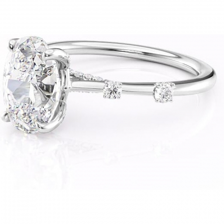 Inel de logodnă Talia din aur Alb 14kt cu moissanite tăietură ovală – Pietre laterale rafinată pentru profil înalt | Personalizează și configurează gratuit online [6]