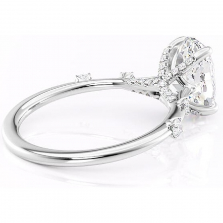 Inel de logodnă Talia din aur Alb 14kt cu moissanite tăietură ovală – Pietre laterale rafinată pentru profil înalt | Personalizează și configurează gratuit online [2]