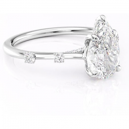 Pară - Inel de logodnă Talia din aur Alb 14kt cu moissanite tăietură pară – Pietre laterale rafinată pentru profil înalt | Personalizează și configurează gratuit online