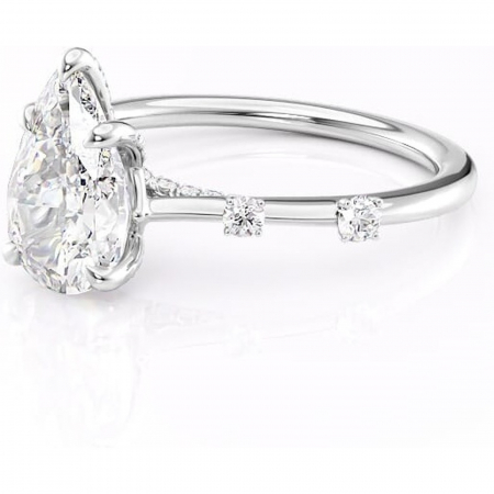 Inel de logodnă Talia din aur Alb 14kt cu moissanite tăietură pară – Pietre laterale rafinată pentru profil înalt | Personalizează și configurează gratuit online [6]