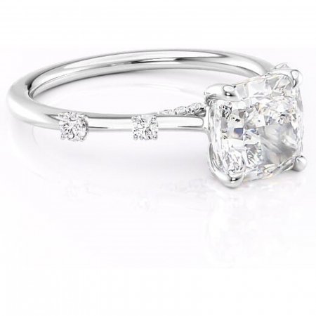 Pernă - Inel de logodnă Talia din aur Alb 14kt cu moissanite tăietură pernă – Pietre laterale rafinată pentru profil înalt | Personalizează și configurează gratuit online