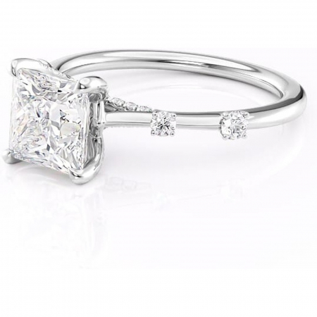 Inel de logodnă Talia din aur Alb 14kt cu moissanite tăietură princess – Pietre laterale rafinată pentru profil înalt | Personalizează și configurează gratuit online [6]