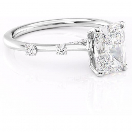 Radiantă - Inel de logodnă Talia din aur Alb 14kt cu moissanite tăietură radiantă – Pietre laterale rafinată pentru profil înalt | Personalizează și configurează gratuit online