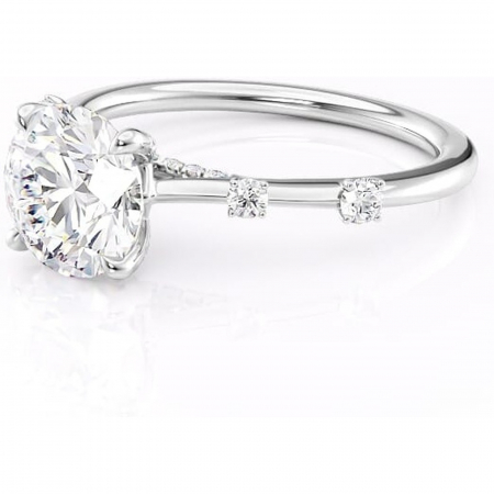 Inel de logodnă Talia din aur Alb 14kt cu moissanite tăietură rotundă – Pietre laterale rafinată pentru profil înalt | Personalizează și configurează gratuit online [6]