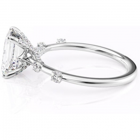 Inel de logodnă Talia din aur Alb 14kt cu moissanite tăietură smarald – Pietre laterale rafinată pentru profil înalt | Personalizează și configurează gratuit online [5]