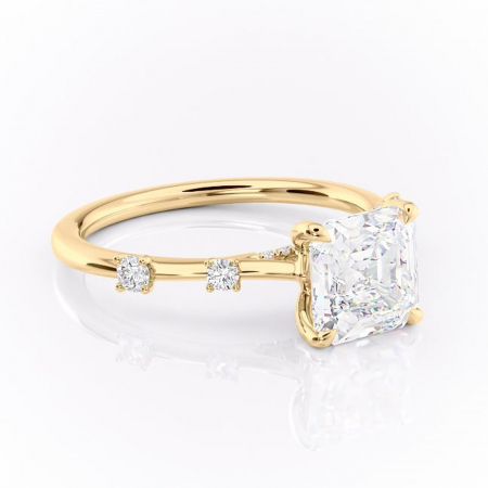 18K - Inel de logodnă Talia din aur Galben 18kt cu moissanite tăietură asscher – Pietre laterale rafinată pentru profil înalt | Personalizează și configurează gratuit online