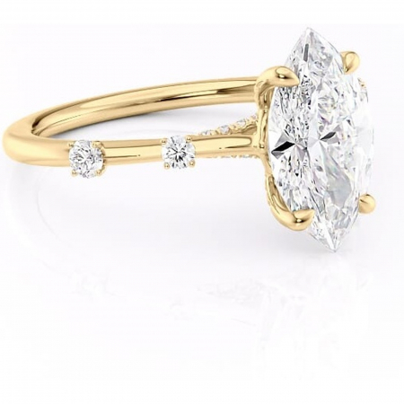 Aur galben - Inel de logodnă Talia din aur Galben 18kt cu moissanite tăietură marquise – Pietre laterale rafinată pentru profil înalt | Personalizează și configurează gratuit online