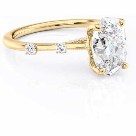 Aur galben - Inel de logodnă Talia din aur Galben 18kt cu moissanite tăietură ovală – Pietre laterale rafinată pentru profil înalt | Personalizează și configurează gratuit online