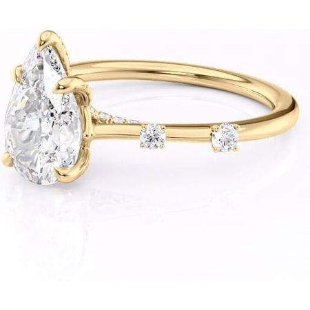 Inel de logodnă Talia din aur Galben 18kt cu moissanite tăietură pară – Pietre laterale rafinată pentru profil înalt | Personalizează și configurează gratuit online [6]