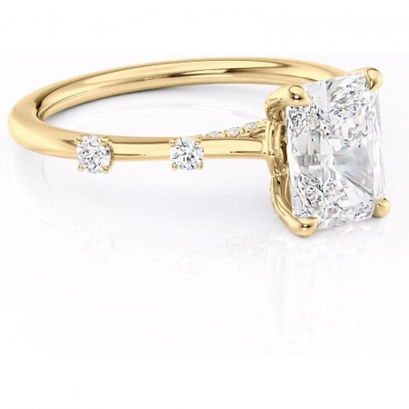 Aur galben - Inel de logodnă Talia din aur Galben 18kt cu moissanite tăietură radiantă – Pietre laterale rafinată pentru profil înalt | Personalizează și configurează gratuit online