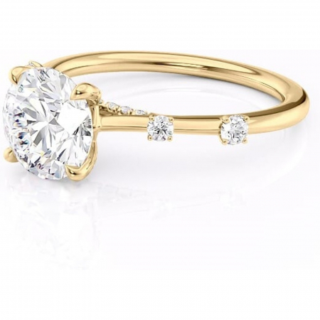 Inel de logodnă Talia din aur Galben 14kt cu moissanite tăietură rotundă – Pietre laterale rafinată pentru profil înalt | Personalizează și configurează gratuit online [6]