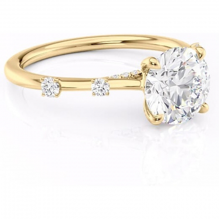 Aur galben - Inel de logodnă Talia din aur Galben 14kt cu moissanite tăietură rotundă – Pietre laterale rafinată pentru profil înalt | Personalizează și configurează gratuit online