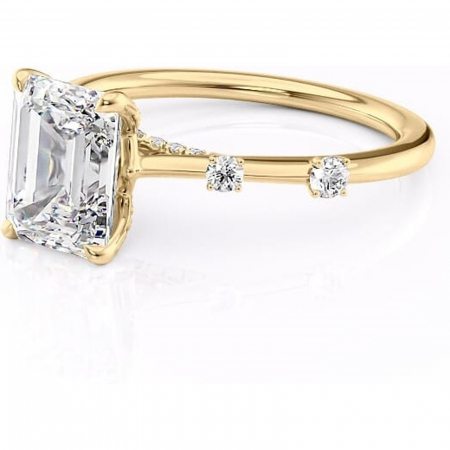 Inel de logodnă Talia din aur Galben 14kt cu moissanite tăietură smarald – Pietre laterale rafinată pentru profil înalt | Personalizează și configurează gratuit online [6]