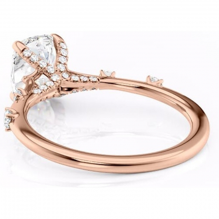 Inel de logodnă Talia din aur Rose 14kt cu moissanite tăietură asscher – Pietre laterale rafinată pentru profil înalt | Personalizează și configurează gratuit online [3]