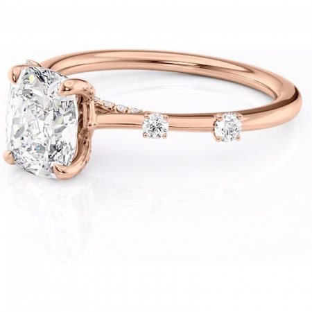 Inel de logodnă Talia din aur Rose 14kt cu moissanite tăietură asscher – Pietre laterale rafinată pentru profil înalt | Personalizează și configurează gratuit online [6]