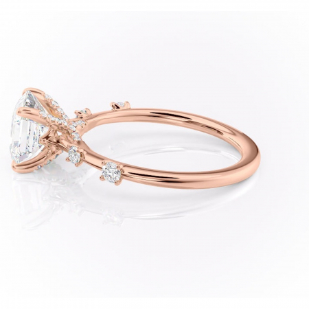Inel de logodnă Talia din aur Rose 18kt cu moissanite tăietură asscher – Pietre laterale rafinată pentru profil înalt | Personalizează și configurează gratuit online [5]