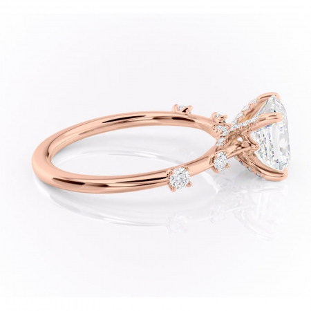Inel de logodnă Talia din aur Rose 18kt cu moissanite tăietură asscher – Pietre laterale rafinată pentru profil înalt | Personalizează și configurează gratuit online [1]