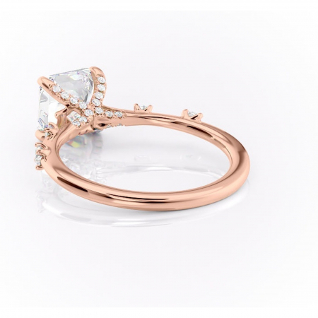 Inel de logodnă Talia din aur Rose 18kt cu moissanite tăietură asscher – Pietre laterale rafinată pentru profil înalt | Personalizează și configurează gratuit online [3]