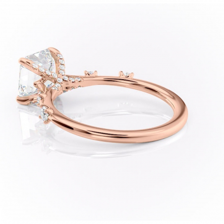 Inel de logodnă Talia din aur Rose 18kt cu moissanite tăietură asscher – Pietre laterale rafinată pentru profil înalt | Personalizează și configurează gratuit online [4]