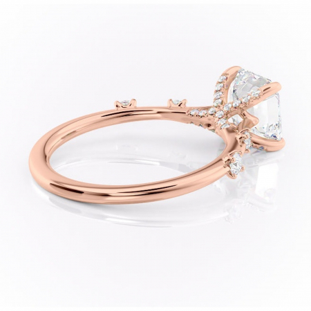 Inel de logodnă Talia din aur Rose 18kt cu moissanite tăietură asscher – Pietre laterale rafinată pentru profil înalt | Personalizează și configurează gratuit online [2]