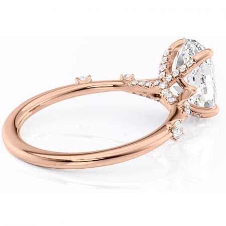 Inel de logodnă Talia din aur Rose 18kt cu moissanite tăietură ovală – Pietre laterale rafinată pentru profil înalt | Personalizează și configurează gratuit online [2]