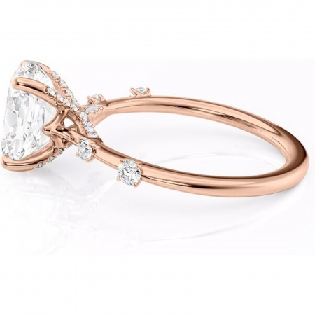 Inel de logodnă Talia din aur Rose 18kt cu moissanite tăietură ovală – Pietre laterale rafinată pentru profil înalt | Personalizează și configurează gratuit online [5]