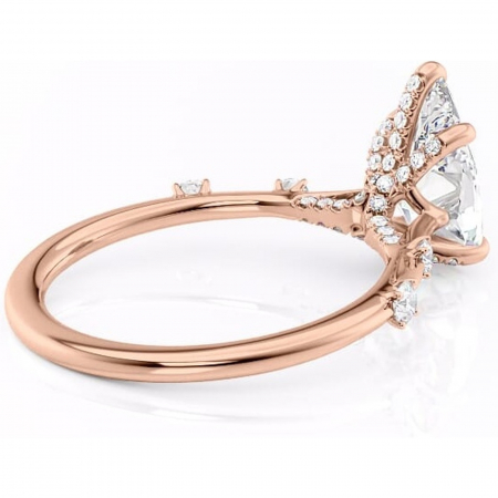 Inel de logodnă Talia din aur Rose 18kt cu moissanite tăietură pară – Pietre laterale rafinată pentru profil înalt | Personalizează și configurează gratuit online [2]