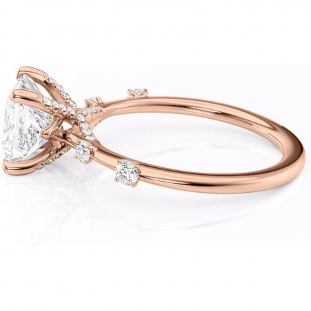 Inel de logodnă Talia din aur Rose 18kt cu moissanite tăietură princess – Pietre laterale rafinată pentru profil înalt | Personalizează și configurează gratuit online [5]