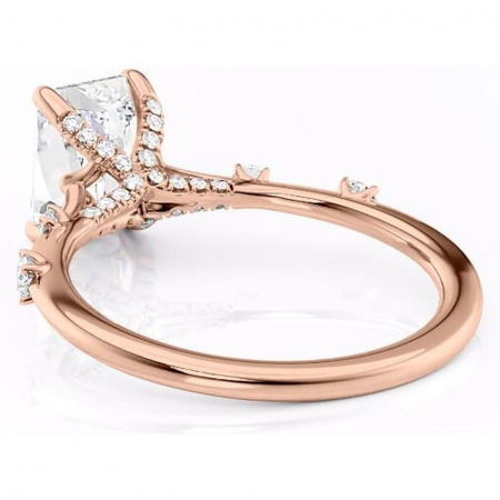 Inel de logodnă Talia din aur Rose 14kt cu moissanite tăietură radiantă – Pietre laterale rafinată pentru profil înalt | Personalizează și configurează gratuit online [3]