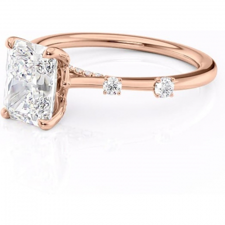 Inel de logodnă Talia din aur Rose 14kt cu moissanite tăietură radiantă – Pietre laterale rafinată pentru profil înalt | Personalizează și configurează gratuit online [6]
