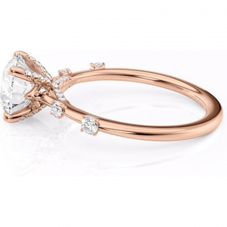Inel de logodnă Talia din aur Rose 14kt cu moissanite tăietură rotundă – Pietre laterale rafinată pentru profil înalt | Personalizează și configurează gratuit online [5]