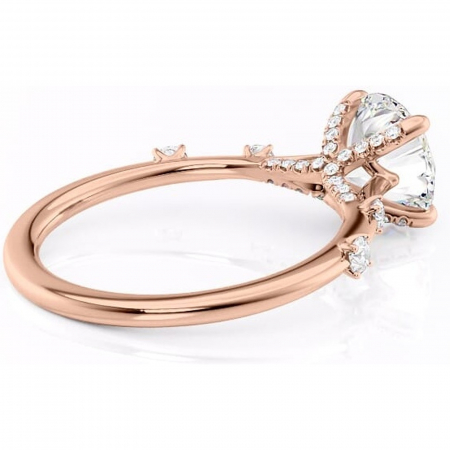 Inel de logodnă Talia din aur Rose 14kt cu moissanite tăietură rotundă – Pietre laterale rafinată pentru profil înalt | Personalizează și configurează gratuit online [2]