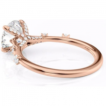 Inel de logodnă Talia din aur Rose 14kt cu moissanite tăietură rotundă – Pietre laterale rafinată pentru profil înalt | Personalizează și configurează gratuit online [4]