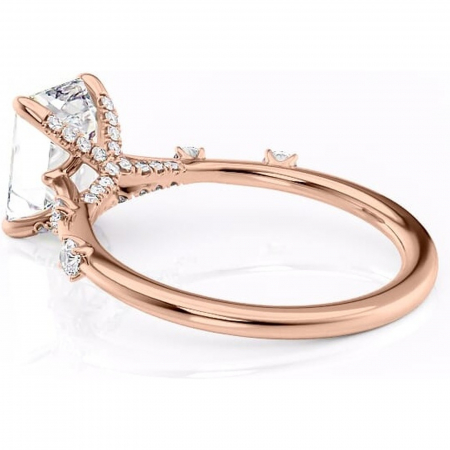 Inel de logodnă Talia din aur Rose 14kt cu moissanite tăietură smarald – Pietre laterale rafinată pentru profil înalt | Personalizează și configurează gratuit online [4]