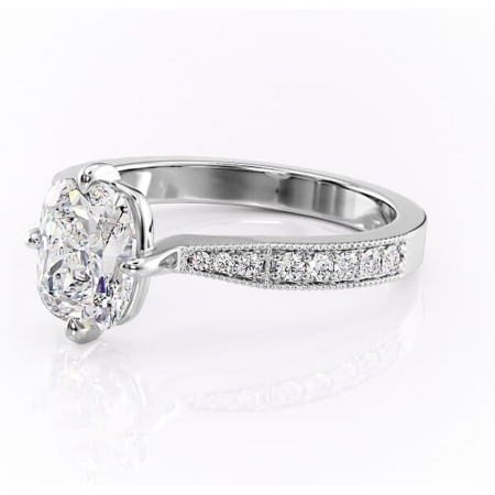 Inel de logodnă Thalia din aur Alb 14kt cu moissanite tăietură pernă – Montură pavé rafinată pentru profil mediu | Personalizează și configurează gratuit online [6]