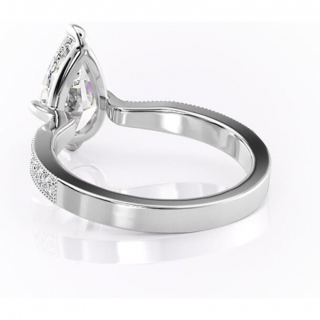 Inel de logodnă Thalia din aur Alb 14kt cu moissanite tăietură pară – Montură pavé rafinată pentru profil mediu | Personalizează și configurează gratuit online [3]