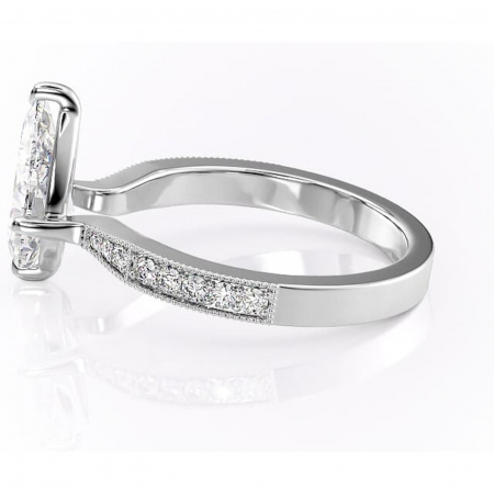 Inel de logodnă Thalia din aur Alb 14kt cu moissanite tăietură pară – Montură pavé rafinată pentru profil mediu | Personalizează și configurează gratuit online [5]