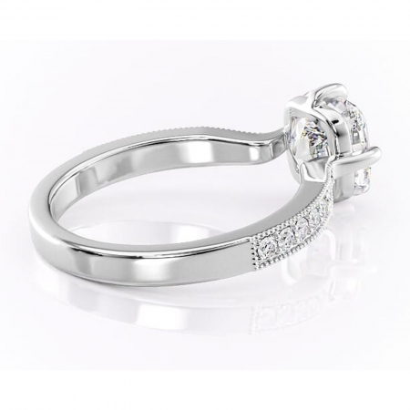 Inel de logodnă Thalia din aur Alb 14kt cu moissanite tăietură pernă – Montură pavé rafinată pentru profil mediu | Personalizează și configurează gratuit online [2]