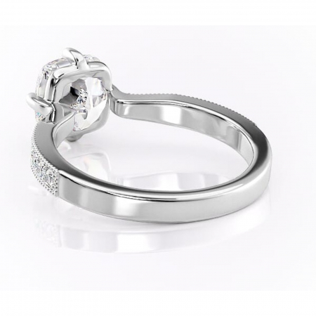 Inel de logodnă Thalia din aur Alb 14kt cu moissanite tăietură pernă – Montură pavé rafinată pentru profil mediu | Personalizează și configurează gratuit online [3]