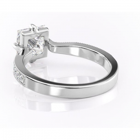Inel de logodnă Thalia din aur Alb 18kt cu moissanite tăietură princess – Montură pavé rafinată pentru profil mediu | Personalizează și configurează gratuit online [3]
