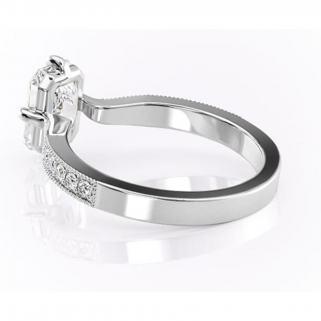 Inel de logodnă Thalia din aur Alb 14kt cu moissanite tăietură radiantă – Montură pavé rafinată pentru profil mediu | Personalizează și configurează gratuit online [4]