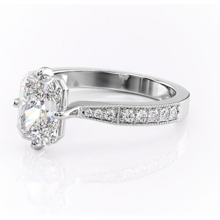 Inel de logodnă Thalia din aur Alb 14kt cu moissanite tăietură radiantă – Montură pavé rafinată pentru profil mediu | Personalizează și configurează gratuit online [6]