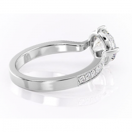 Inel de logodnă Thalia din aur Alb 14kt cu moissanite tăietură rotundă – Montură pavé rafinată pentru profil mediu | Personalizează și configurează gratuit online [2]