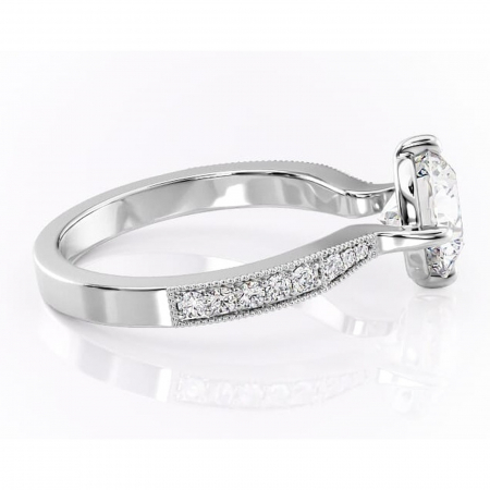 Inel de logodnă Thalia din aur Alb 14kt cu moissanite tăietură rotundă – Montură pavé rafinată pentru profil mediu | Personalizează și configurează gratuit online [1]