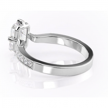 Inel de logodnă Thalia din aur Alb 14kt cu moissanite tăietură smarald – Montură pavé rafinată pentru profil mediu | Personalizează și configurează gratuit online [4]