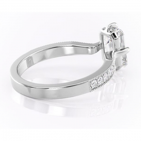 Inel de logodnă Thalia din aur Alb 14kt cu moissanite tăietură smarald – Montură pavé rafinată pentru profil mediu | Personalizează și configurează gratuit online [2]