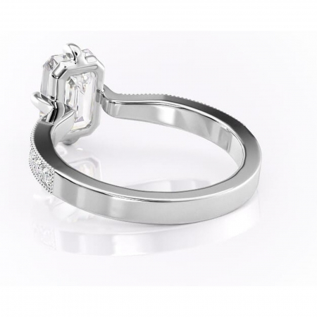 Inel de logodnă Thalia din aur Alb 14kt cu moissanite tăietură smarald – Montură pavé rafinată pentru profil mediu | Personalizează și configurează gratuit online [3]