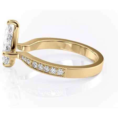 Inel de logodnă Thalia din aur Galben 14kt cu moissanite tăietură pară – Montură pavé rafinată pentru profil mediu | Personalizează și configurează gratuit online [5]
