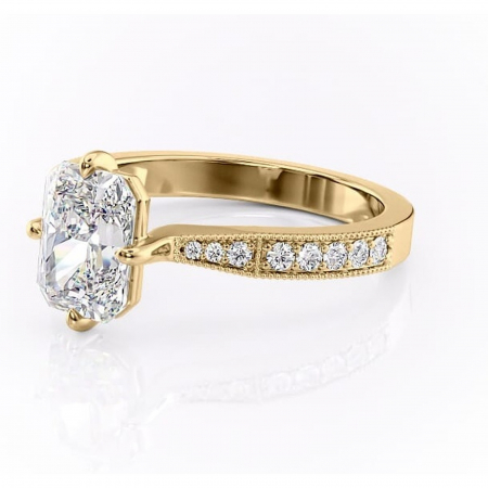 Inel de logodnă Thalia din aur Galben 14kt cu moissanite tăietură radiantă – Montură pavé rafinată pentru profil mediu | Personalizează și configurează gratuit online [6]